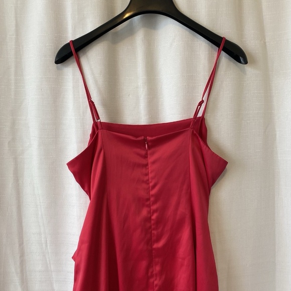 Nine West Dress Women Large Mini Faux Wrap Satin Sleeveless Hot Pink Size Large - Picture 9 of 11